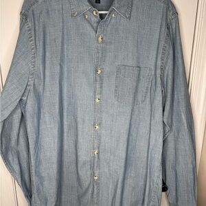 J Crew Shirt Mens Large Blue Denim Chambray Button Down Long Sleeve Shirt